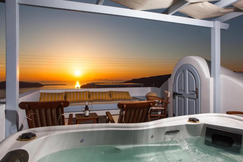 Private jacuzzi terrace at sunset